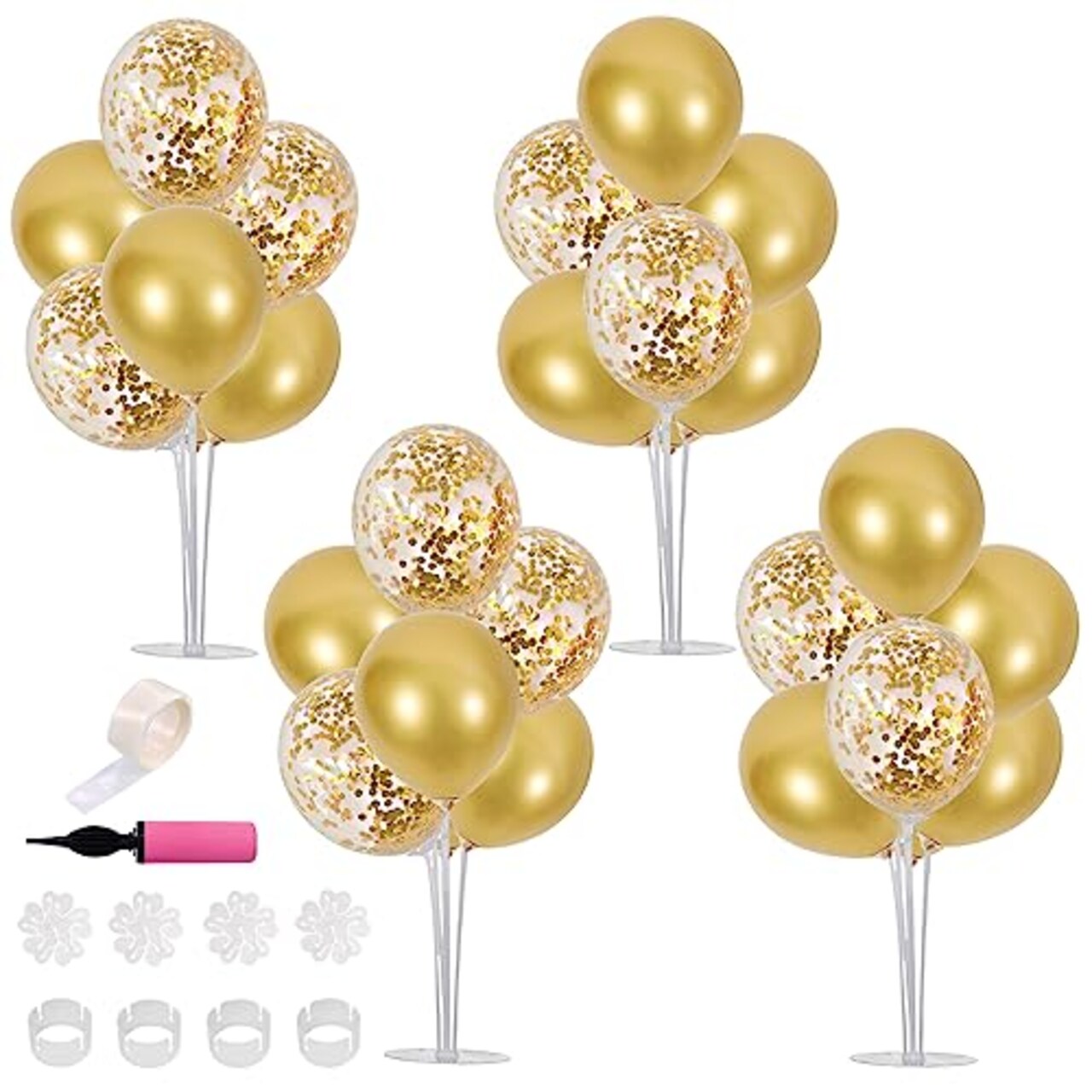 Gold Balloon Centerpieces for Table Gold Balloons Stand Kit for 2023 Graduation Party Decorations Father Day Engagement 30th 40th 50th 60th 70th 80th 90th Birthday Anniversary Decorations